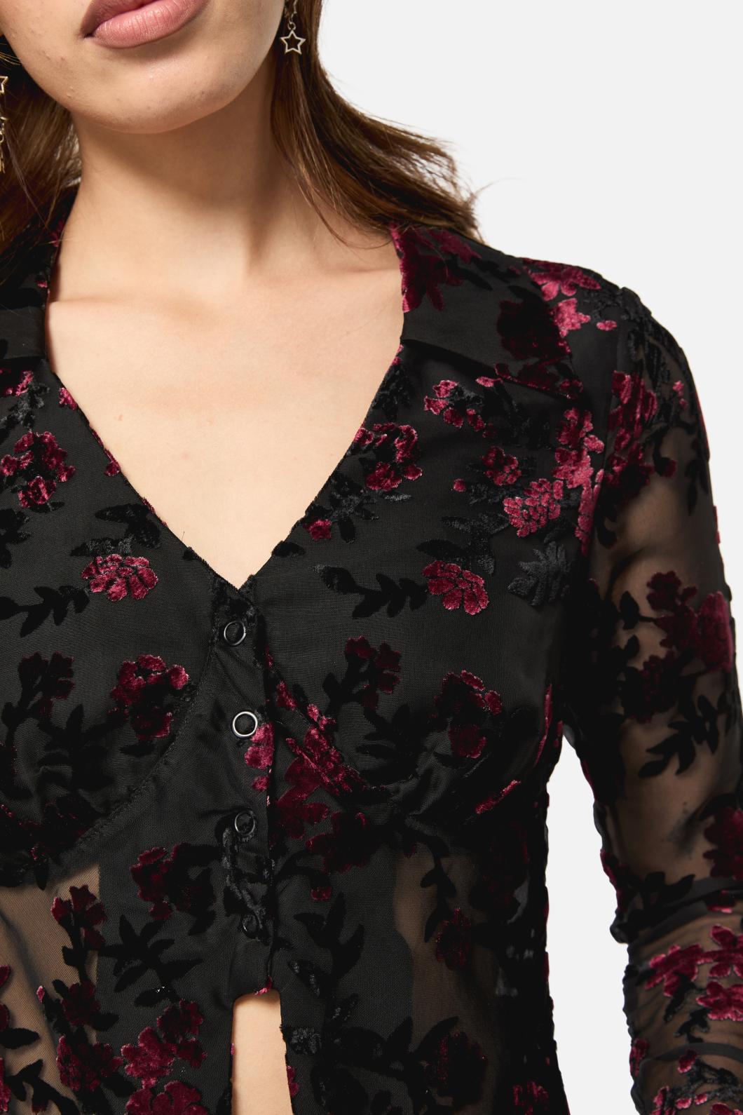Black Friday - Lush Burnout Velvet Blouse - multi