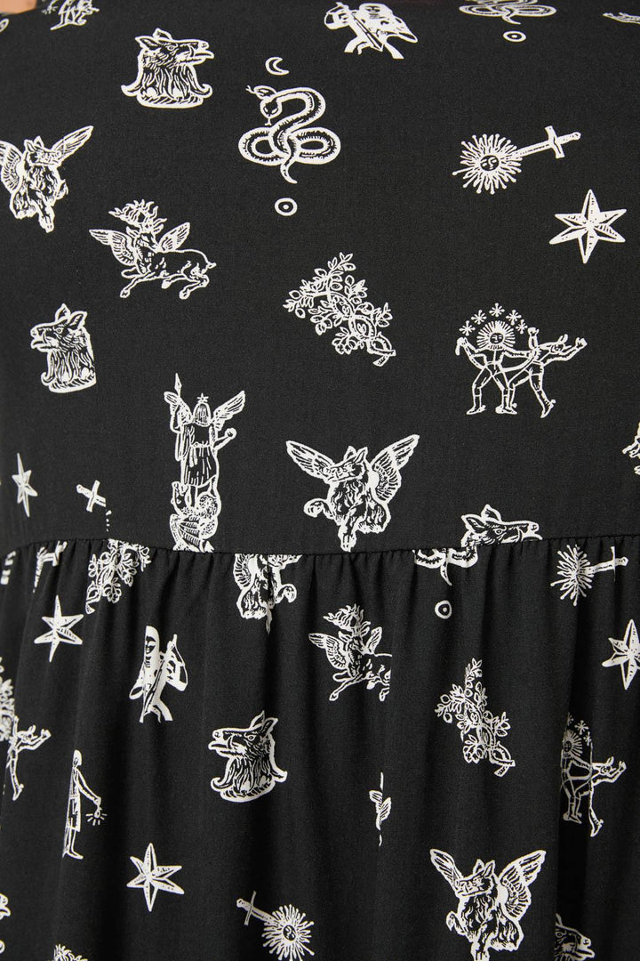 Black Friday - Curve Darc Printed Midi Dress - black