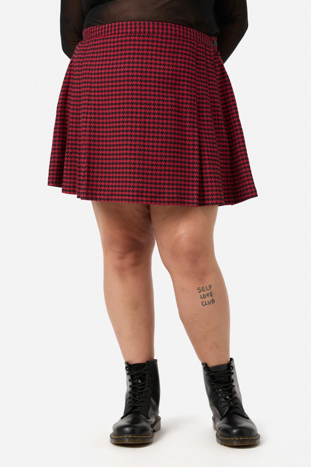 Black Friday - Curve Virtue Houndstooth Skirt - red-black