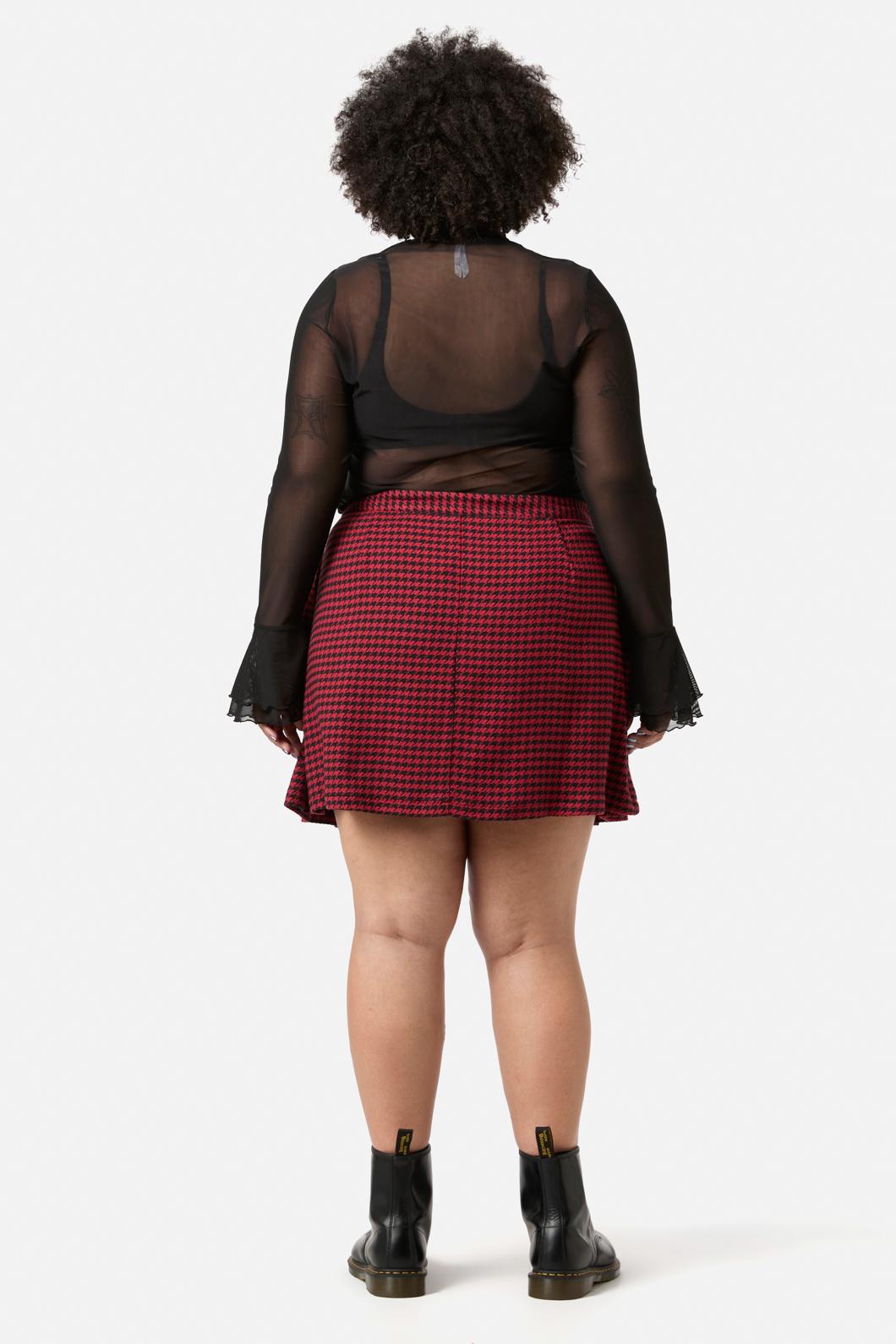 Black Friday - Curve Virtue Houndstooth Skirt - red-black