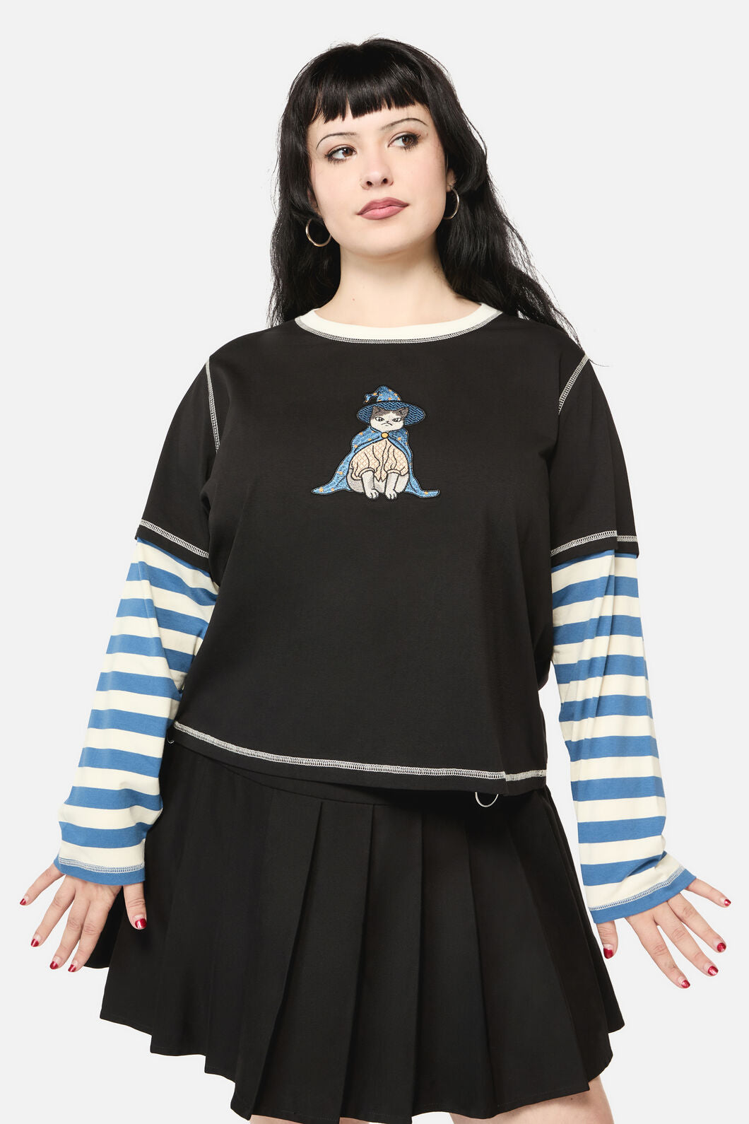 Black Friday - CurveIykykLongContrastSleeveTo - black-blue