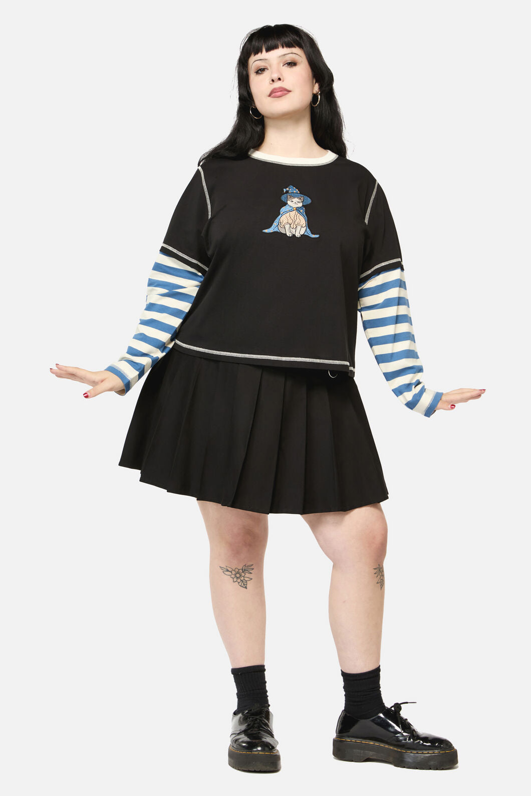 Black Friday - CurveIykykLongContrastSleeveTo - black-blue