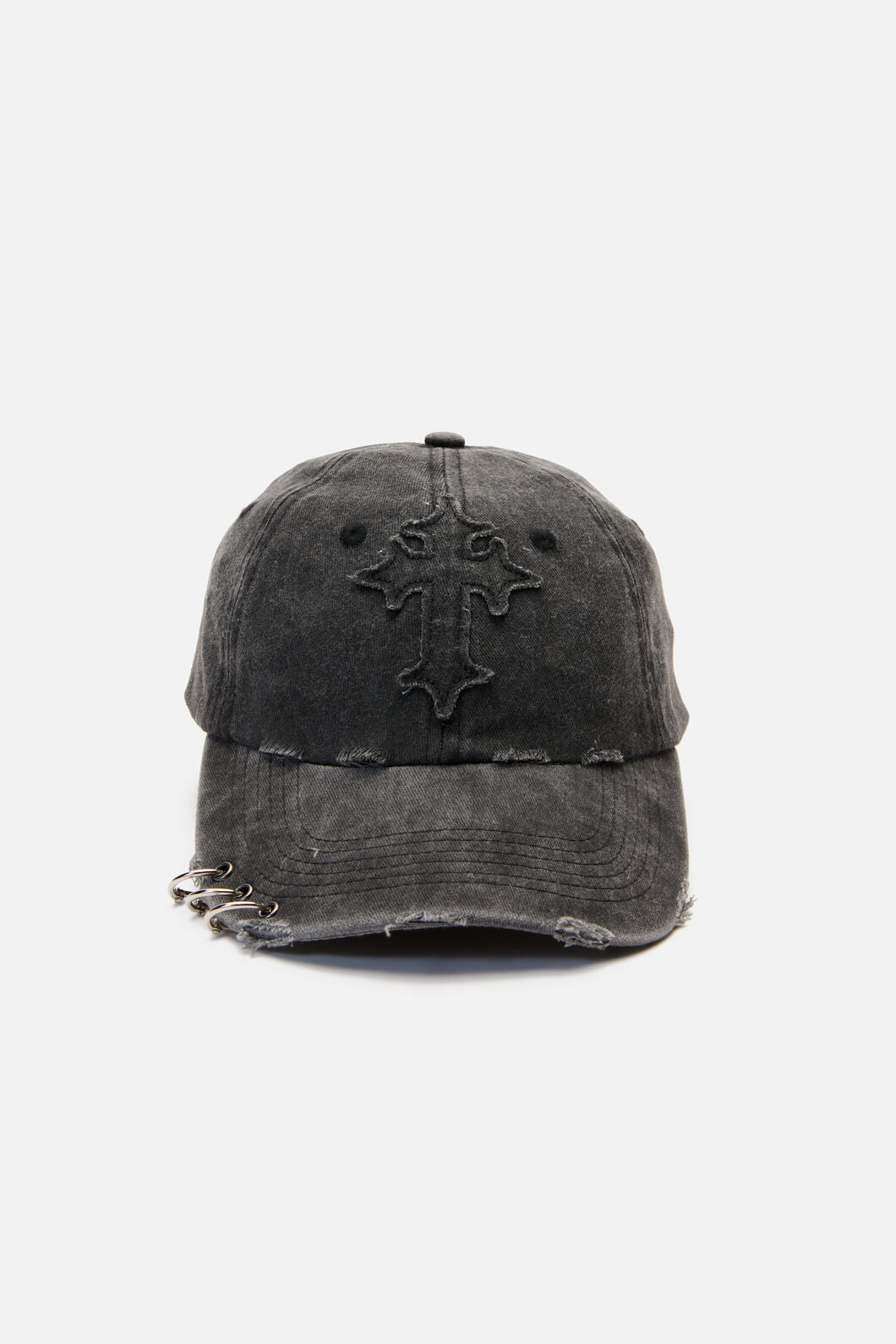 Black Friday - Pierced & Distressed Cross Cap - black