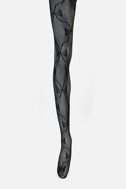 Black Friday - Bow Mesh Tights - black