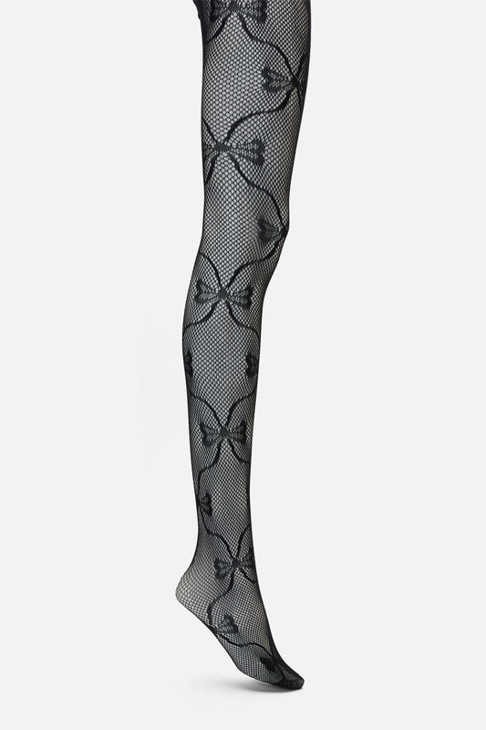 Black Friday - Bow Mesh Tights - black
