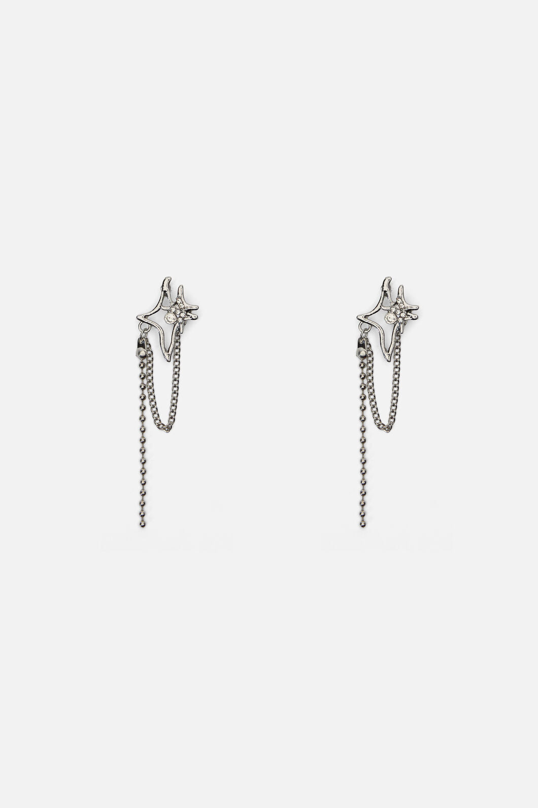 Black Friday - Hollow Star Drop Chain Earring - silver