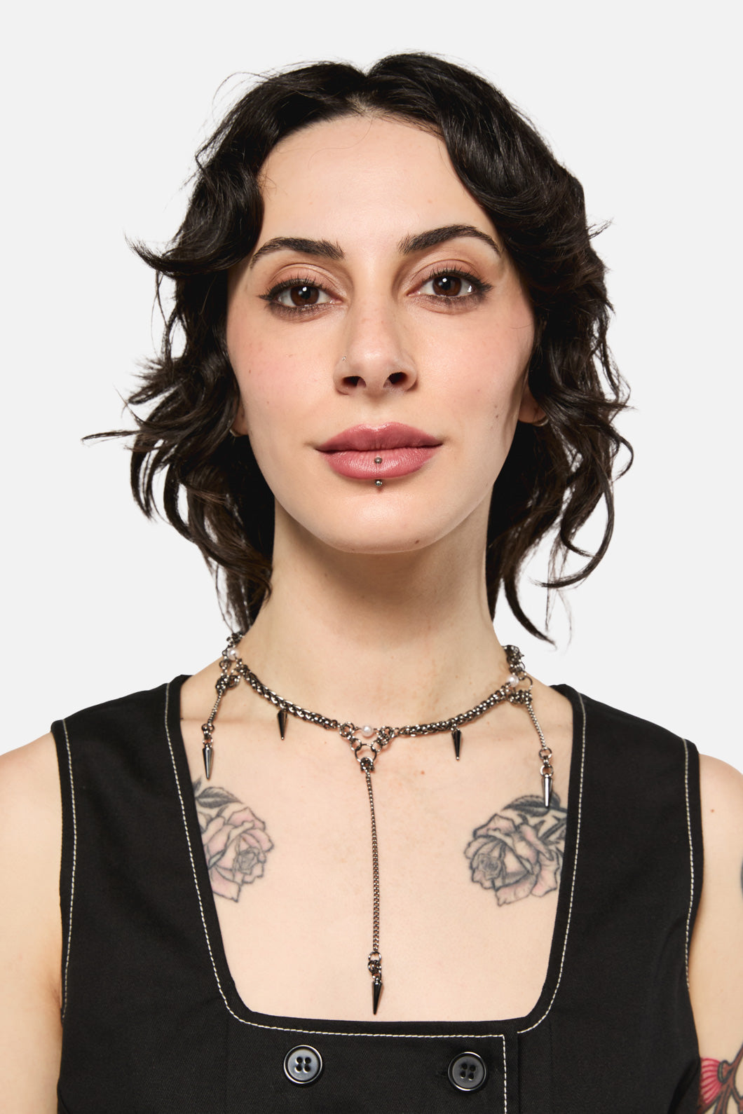 Black Friday - Chainlink Pearl Necklace - silver