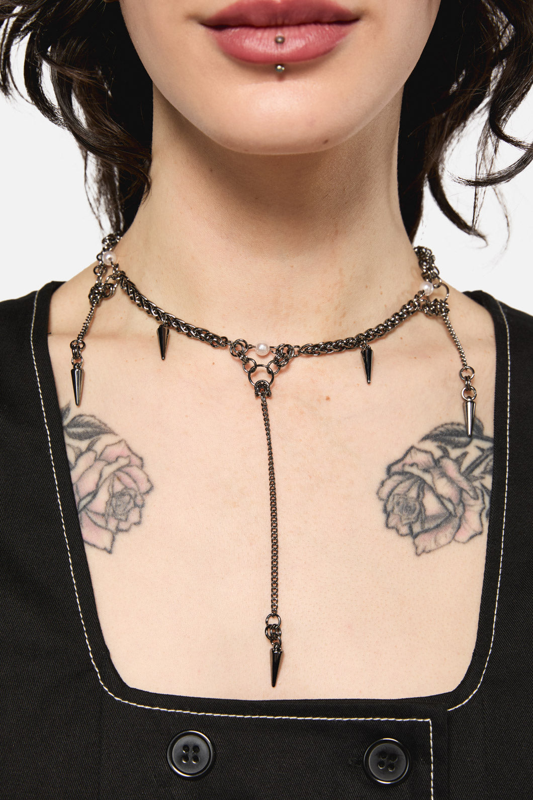 Black Friday - Chainlink Pearl Necklace - silver