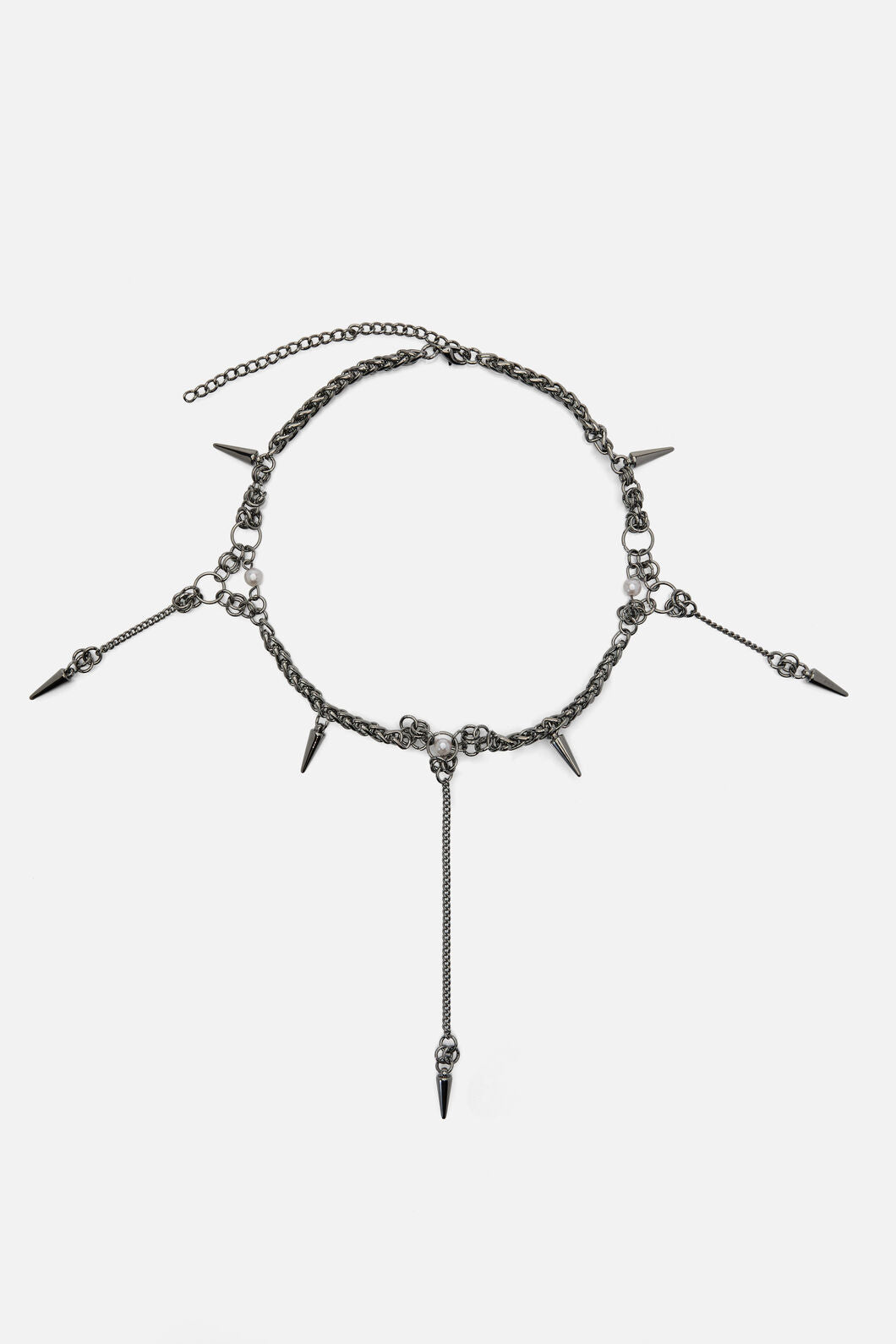 Black Friday - Chainlink Pearl Necklace - silver
