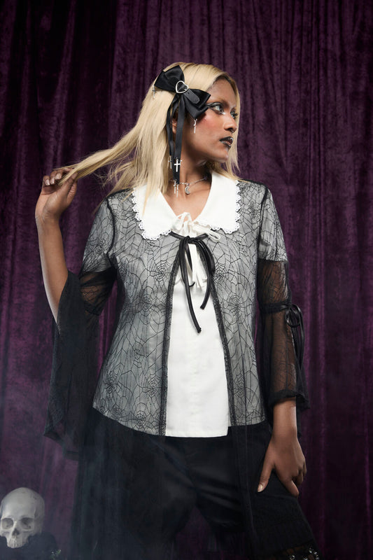 Black Friday - Bow & Cross Charm Hair Clip - black