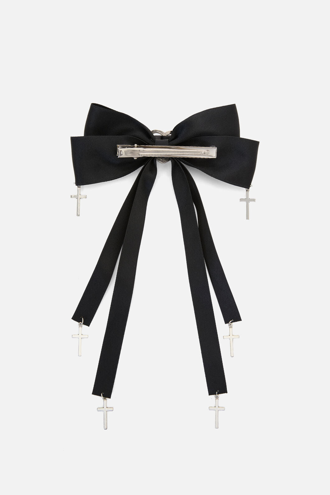 Black Friday - Bow & Cross Charm Hair Clip - black