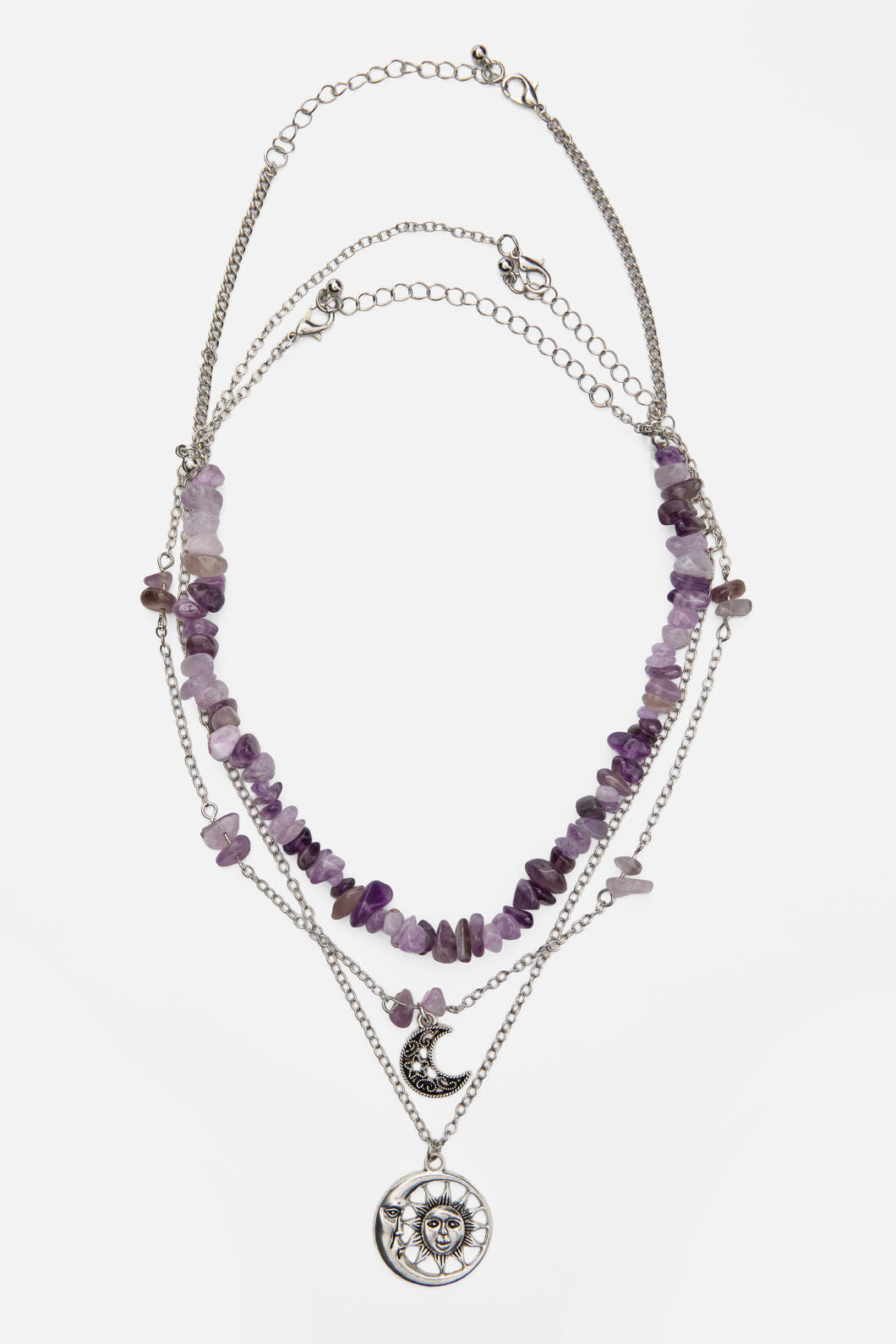 Black Friday - Purple & Charm Layered Necklac - silver