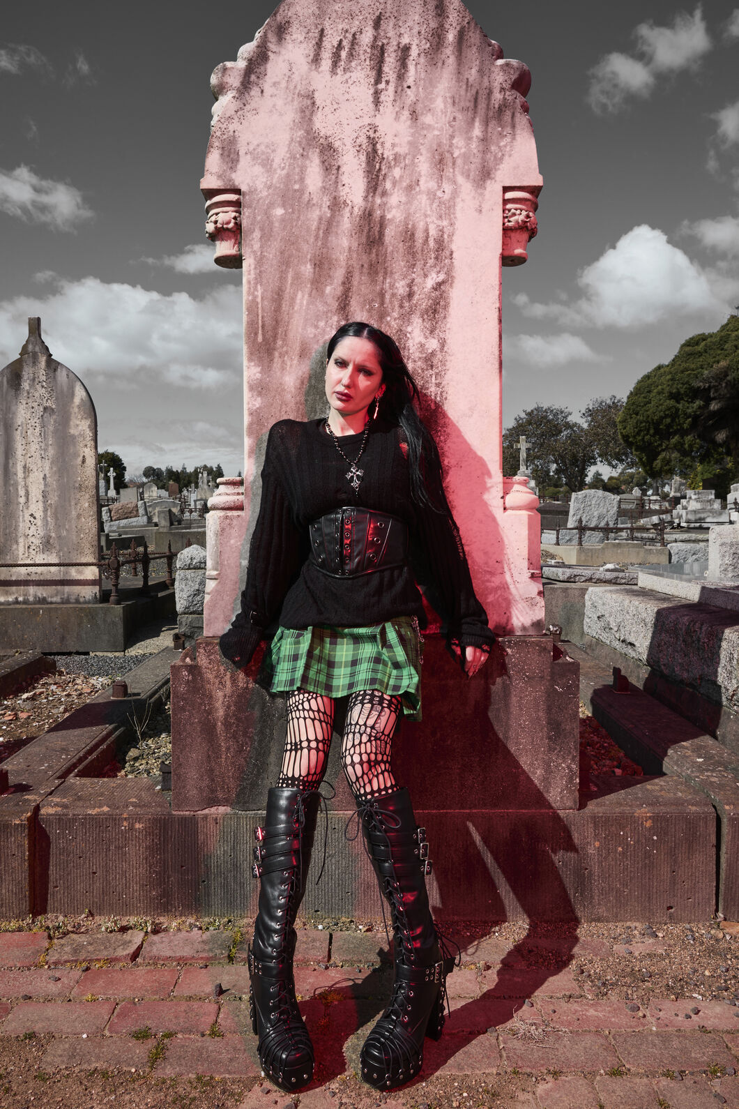 Black Friday - Netted Suspender Tights - black