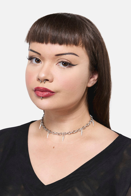 Black Friday - Chain Spike Necklace - silver