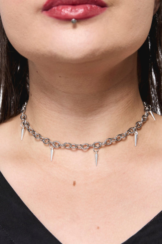 Black Friday - Chain Spike Necklace - silver