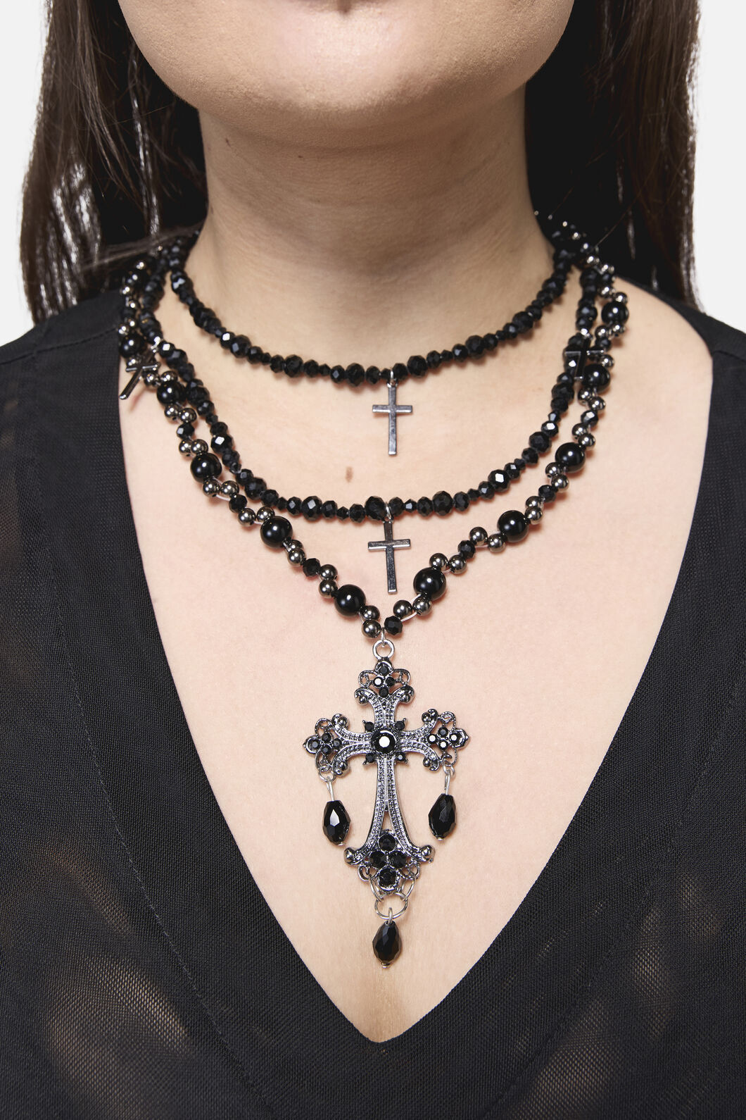 Black Friday - Oversized Layered Goth Necklac - black