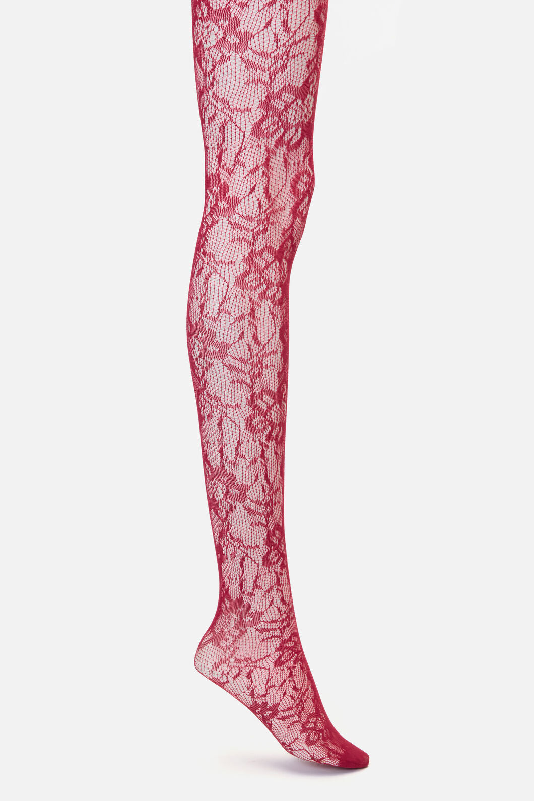 Black Friday - Red Floral Mesh Tights - red