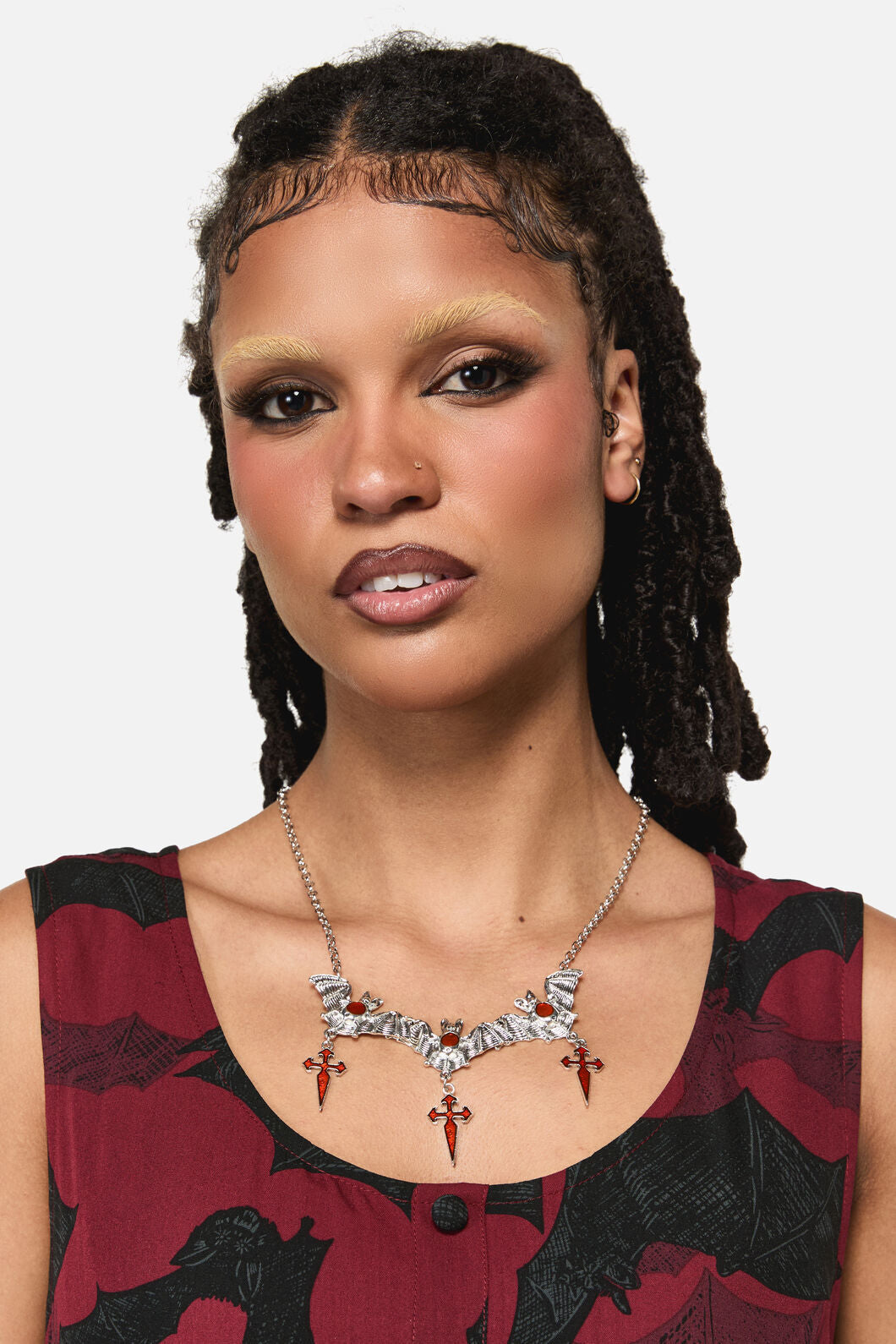 Black Friday - Bat Cross Necklace - silver