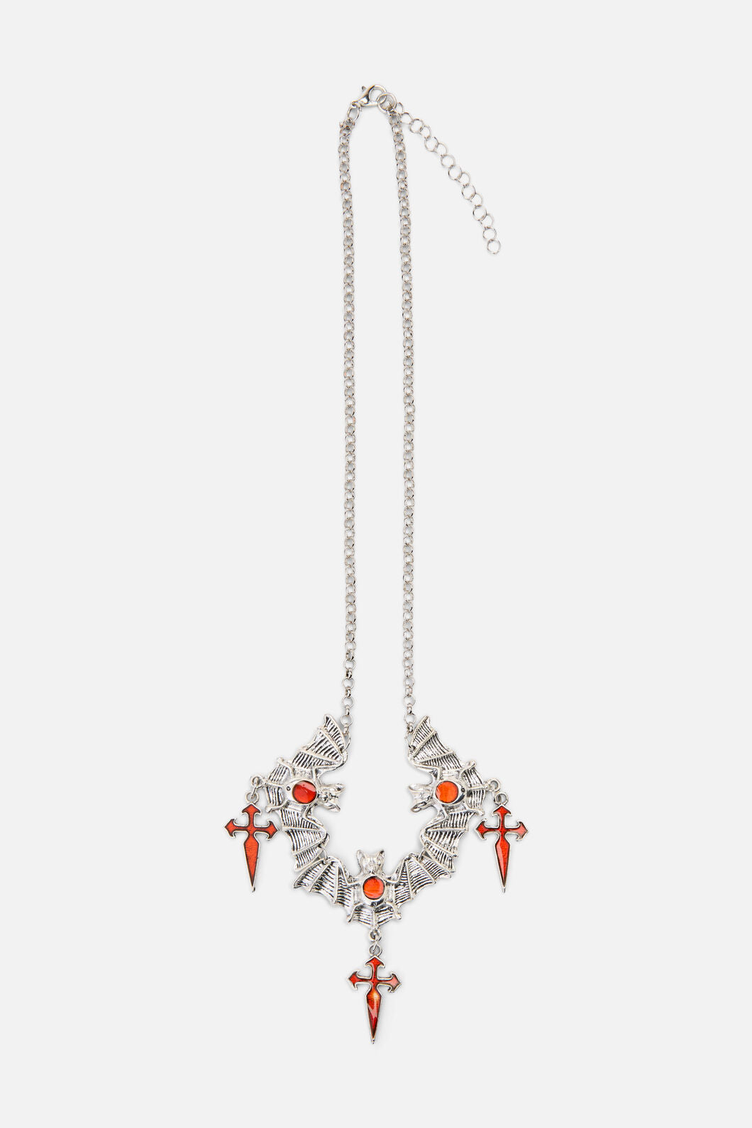 Black Friday - Bat Cross Necklace - silver