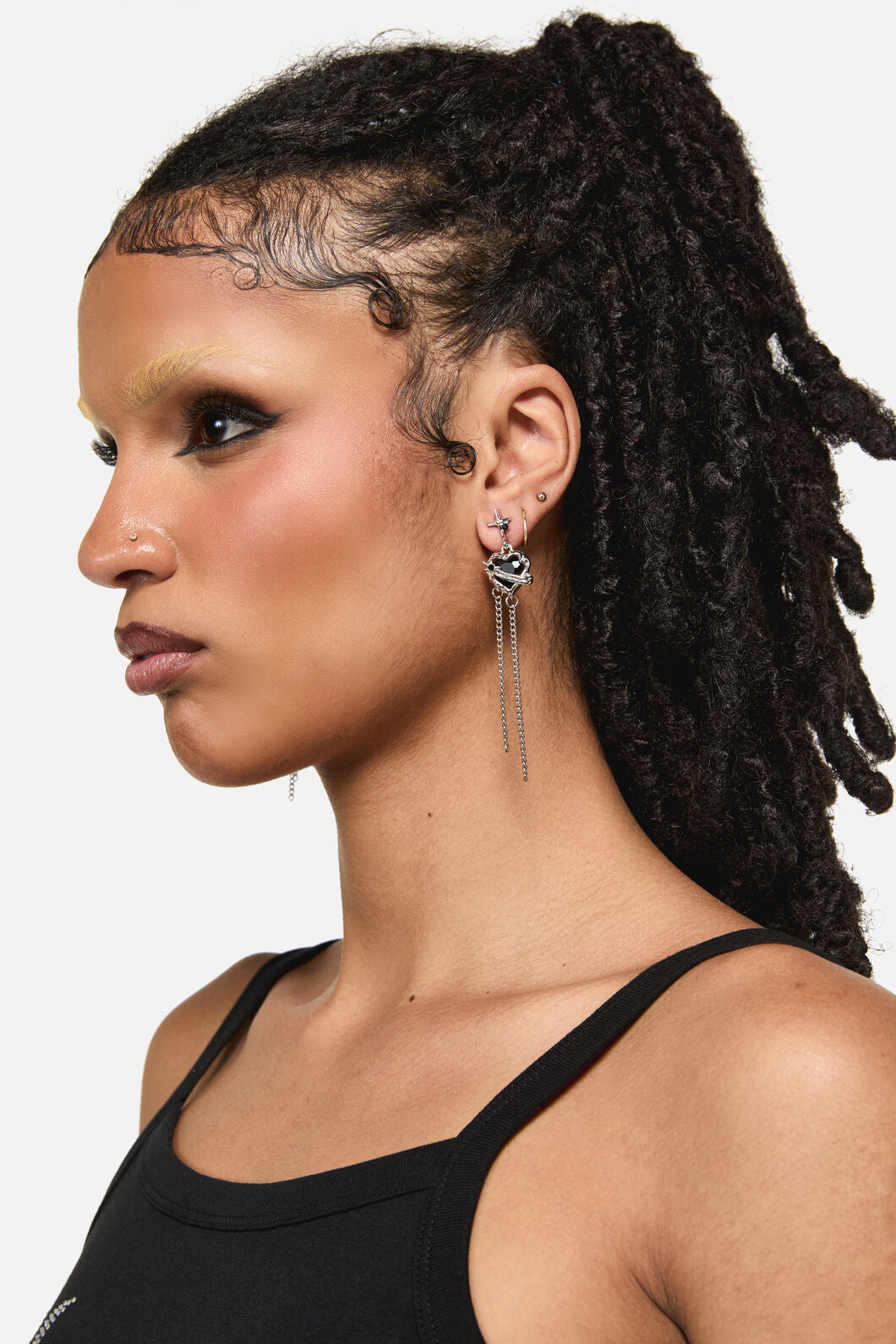 Black Friday - Celeste Black Heart Earrings - silver