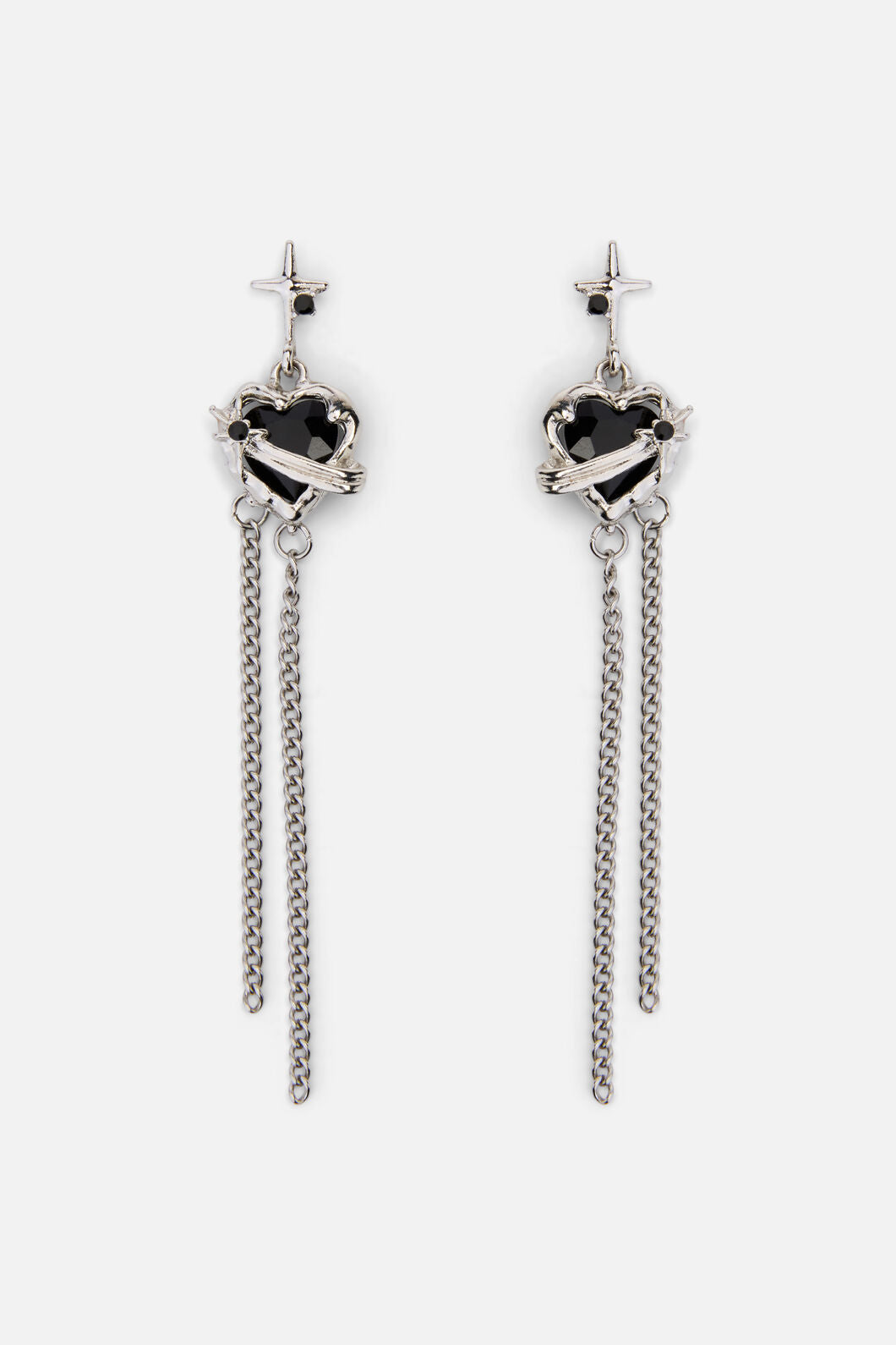 Black Friday - Celeste Black Heart Earrings - silver