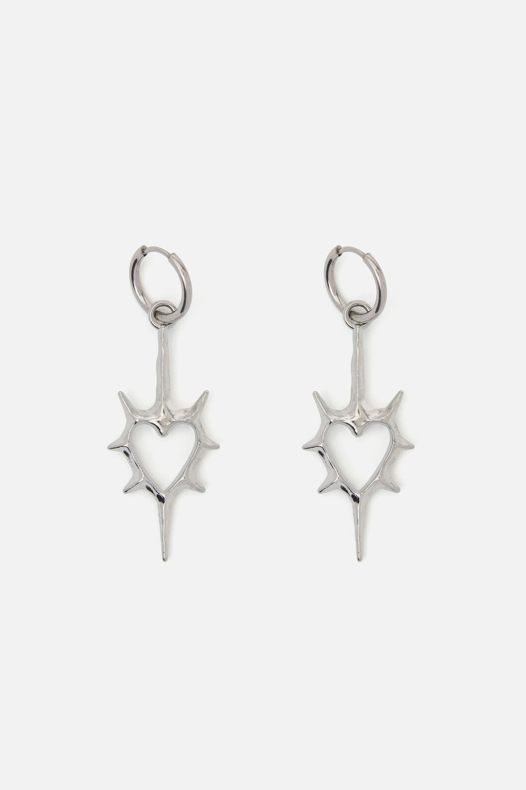 Black Friday - Spiked Heart Sleeper Earrings - silver