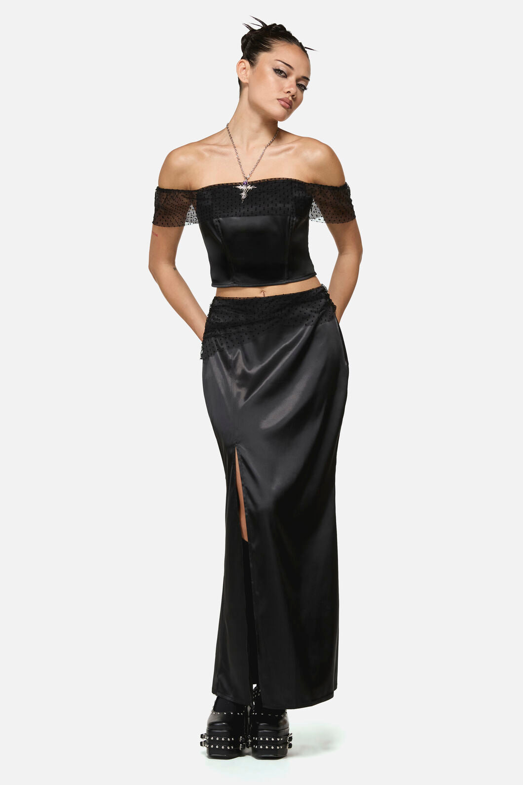 Black Friday - Melting Cross Pendant Necklace - silver