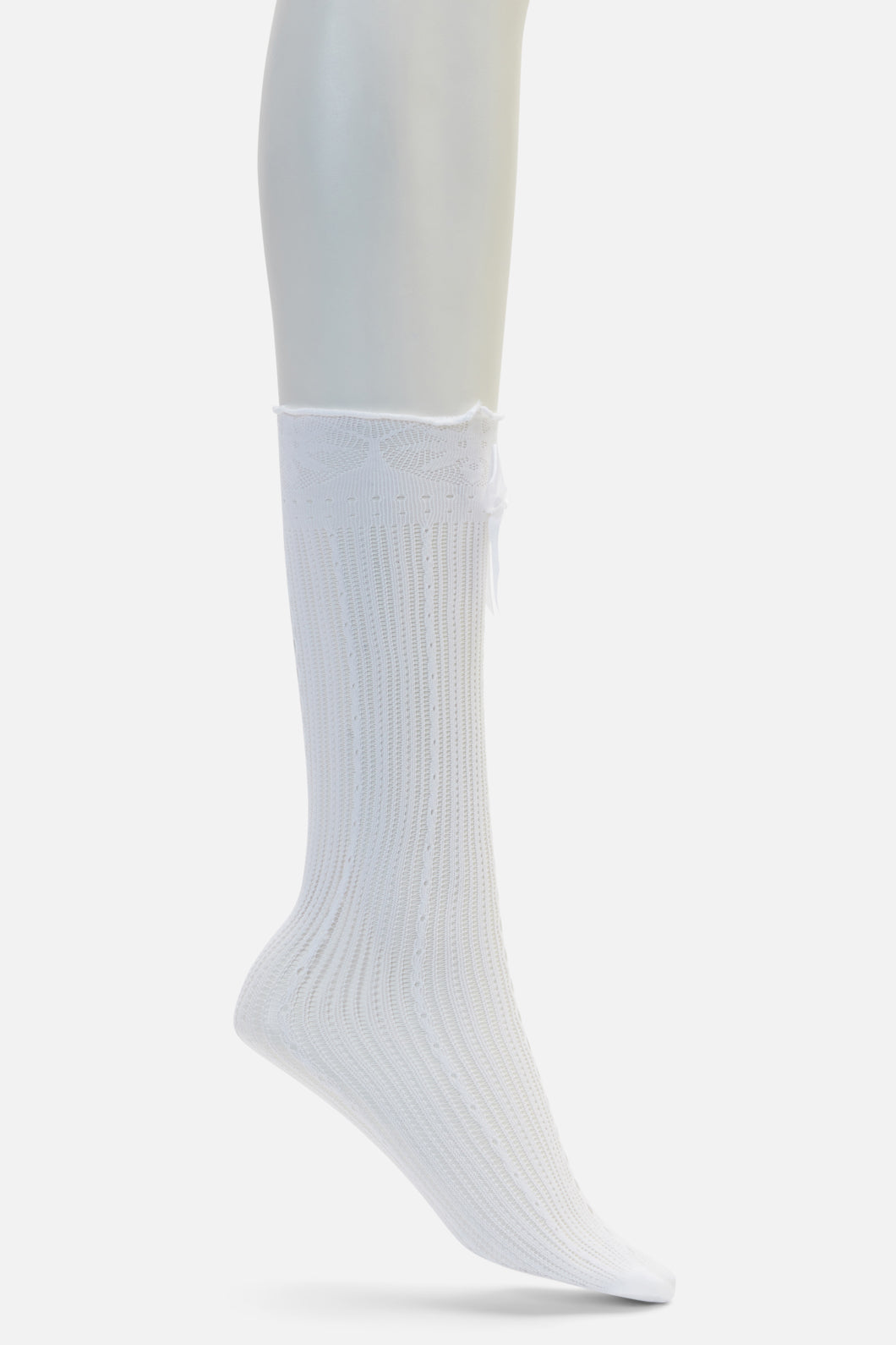 Black Friday - Big Bow Knee Socks - white
