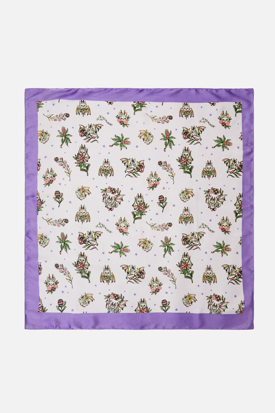 Black Friday - Fruity Bats Satin Scarf - lilac