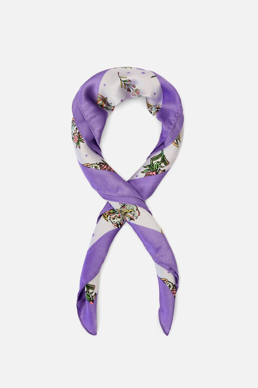 Black Friday - Fruity Bats Satin Scarf - lilac