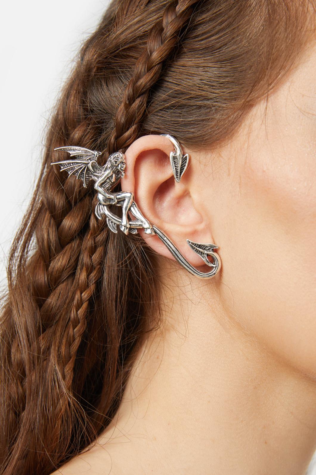 Black Friday - Floral Ear Cuff - silver