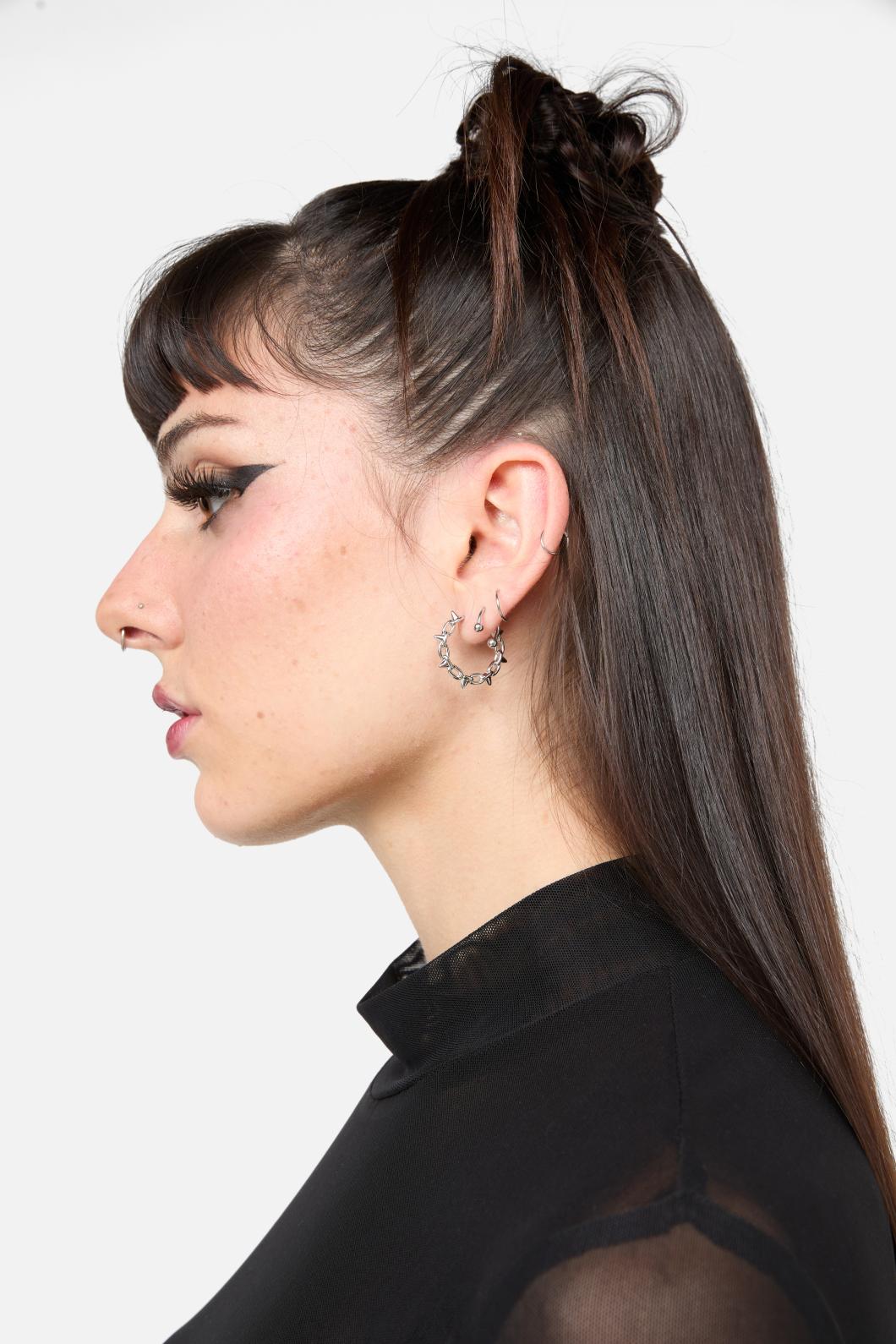 Black Friday - Spike Chain Hoops - silver