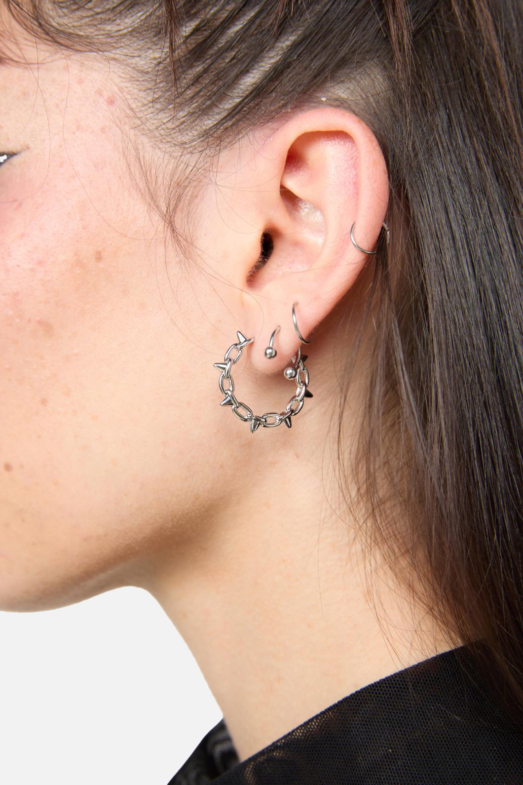 Black Friday - Spike Chain Hoops - silver