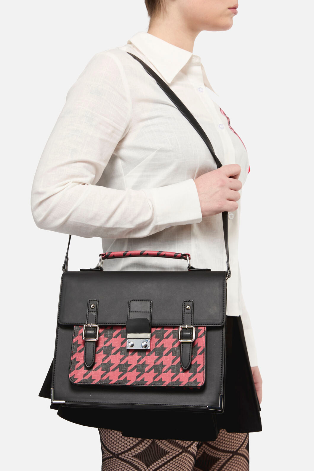 Black Friday - Virtue Houndstooth Satchel - black