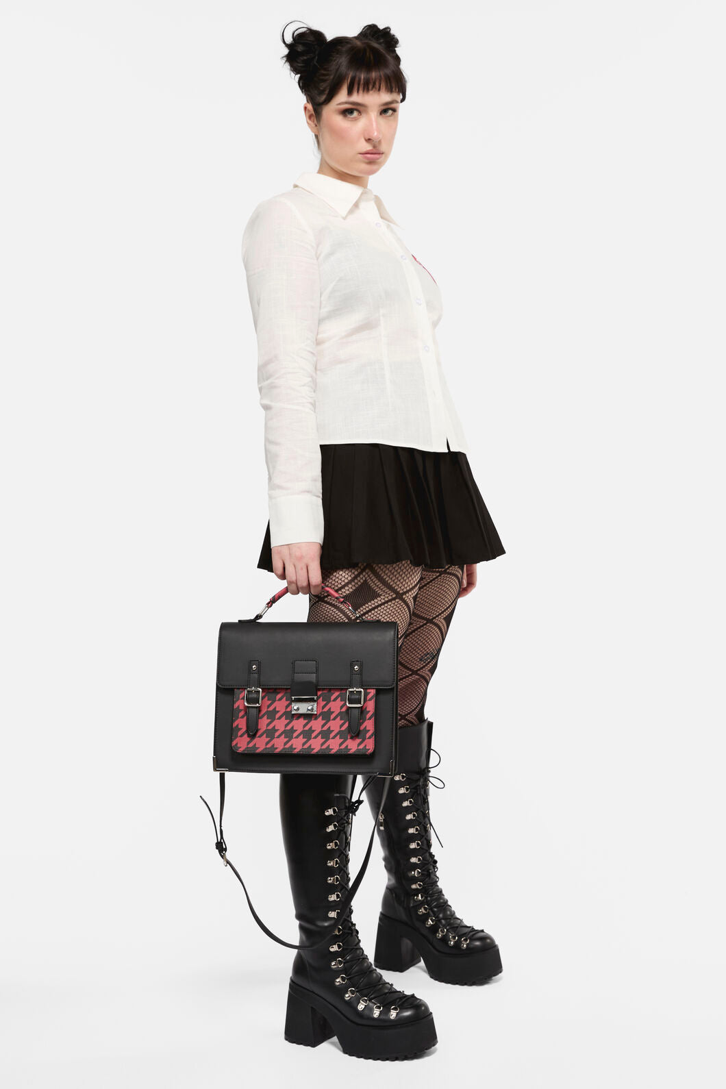Black Friday - Virtue Houndstooth Satchel - black