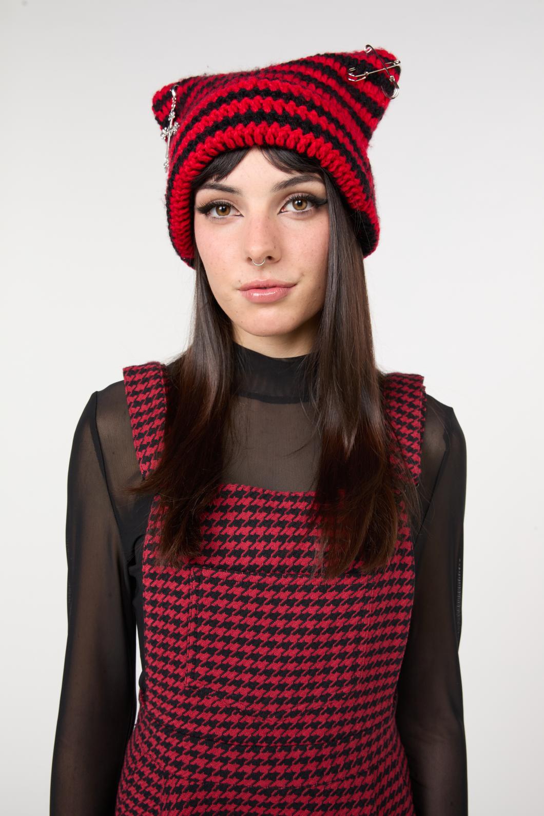 Black Friday - Red Charming Stripe Beanie - red-black