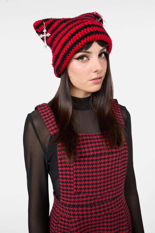 Black Friday - Red Charming Stripe Beanie - red-black