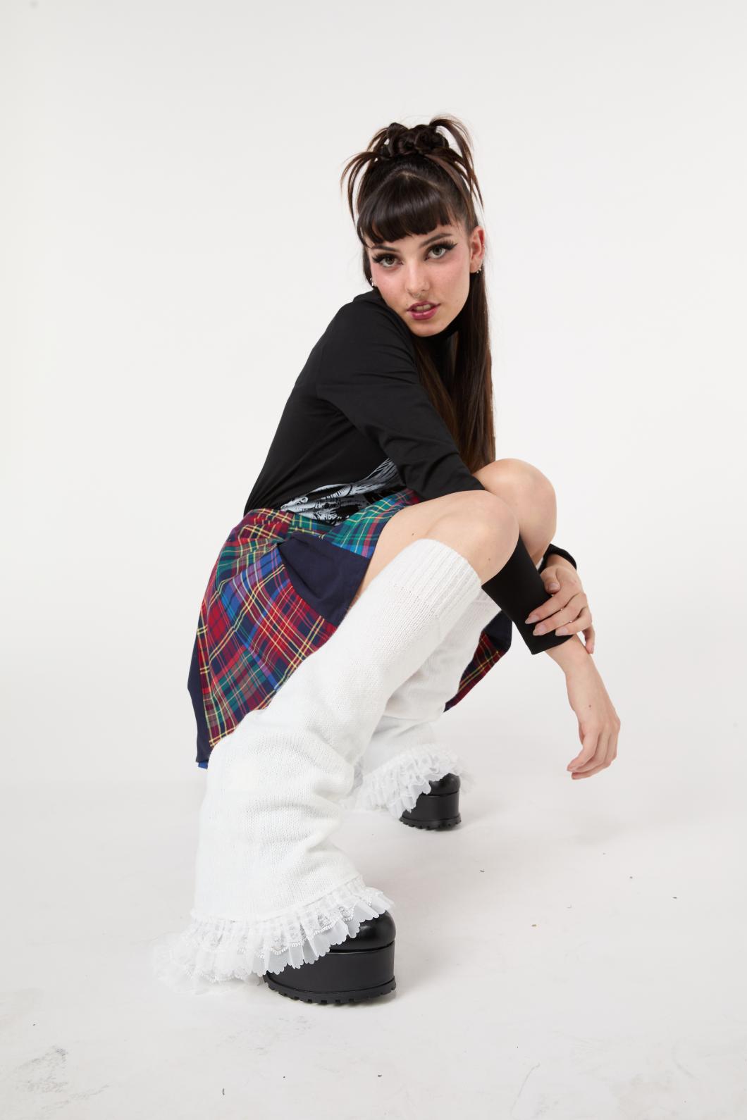 Black Friday - Layered Lace Leg Warmers - white