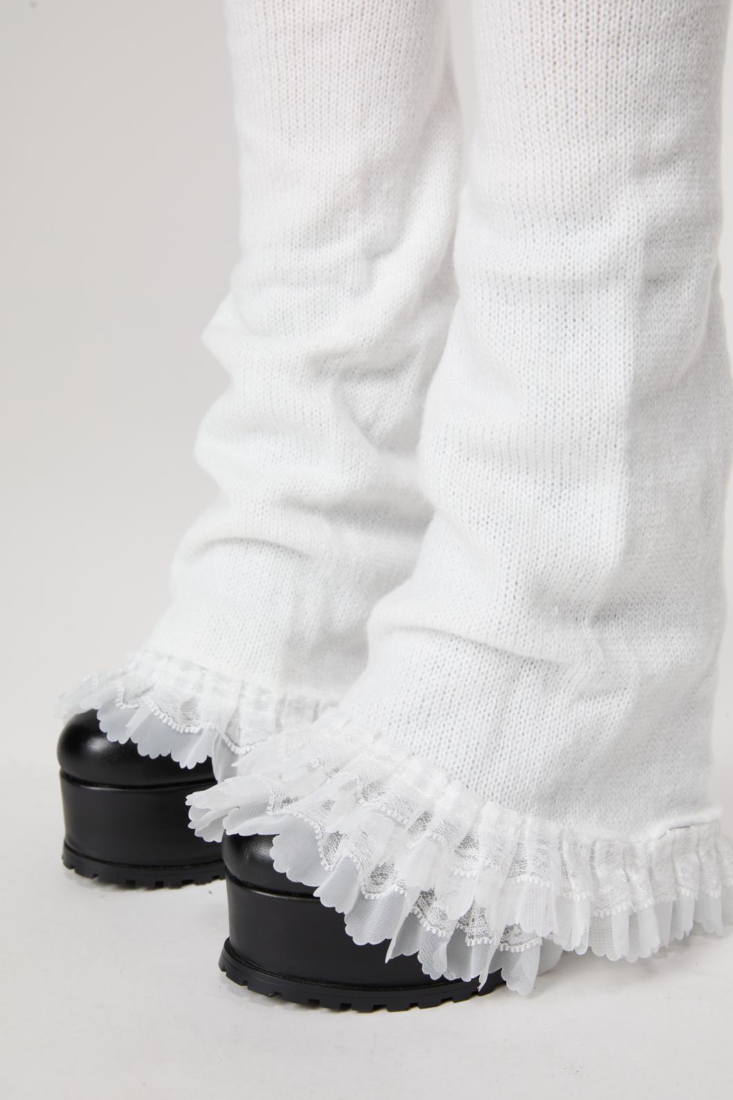 Black Friday - Layered Lace Leg Warmers - white