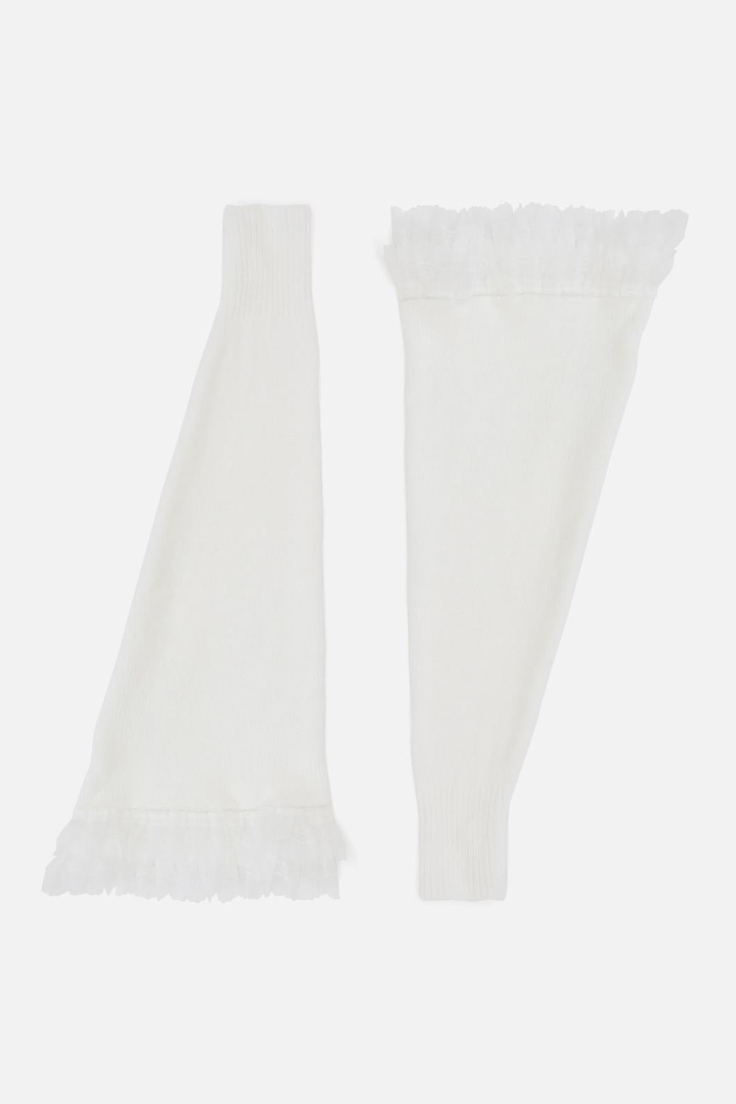 Black Friday - Layered Lace Leg Warmers - white