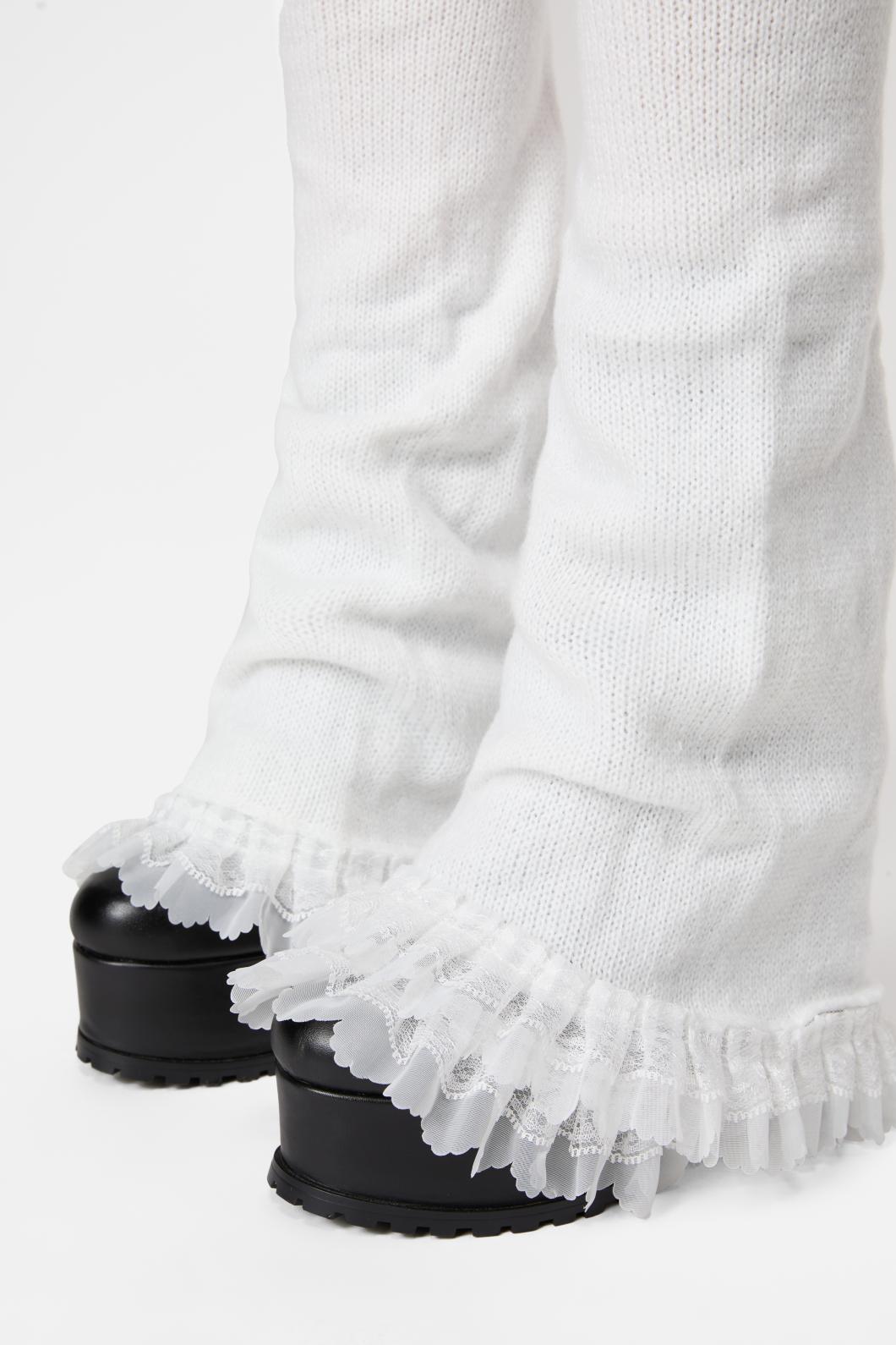 Black Friday - Layered Lace Leg Warmers - white