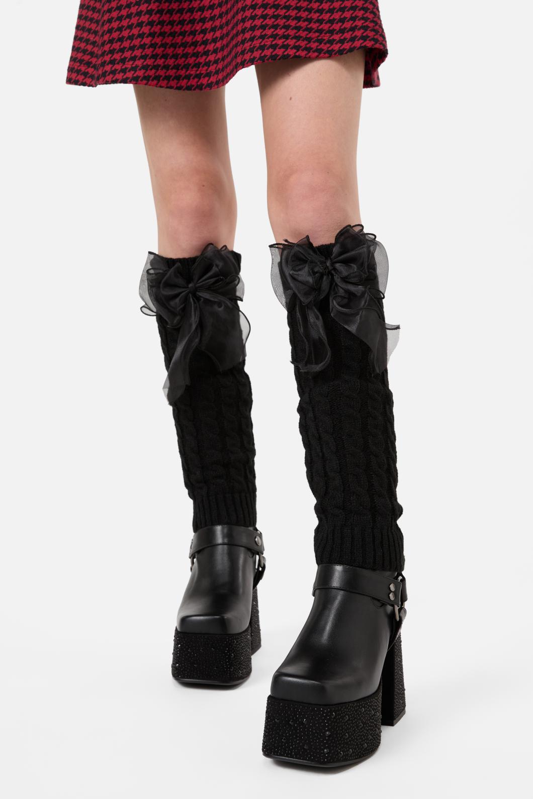 Black Friday - Big Bow Leg Warmers - black