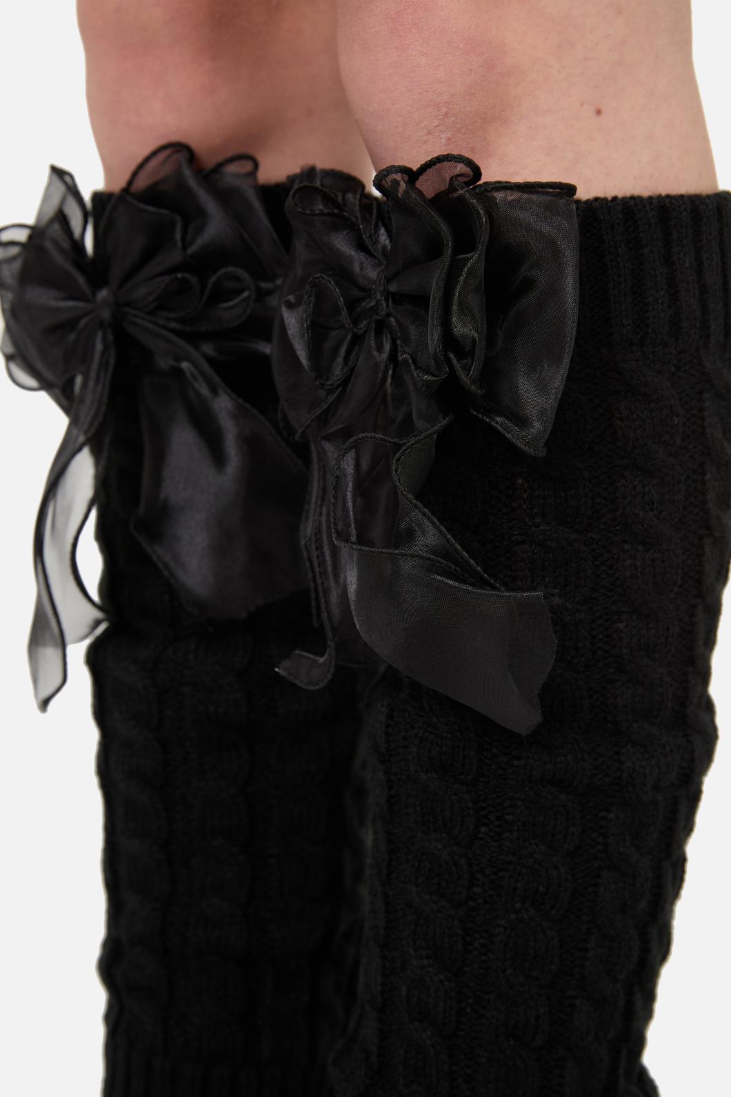 Black Friday - Big Bow Leg Warmers - black