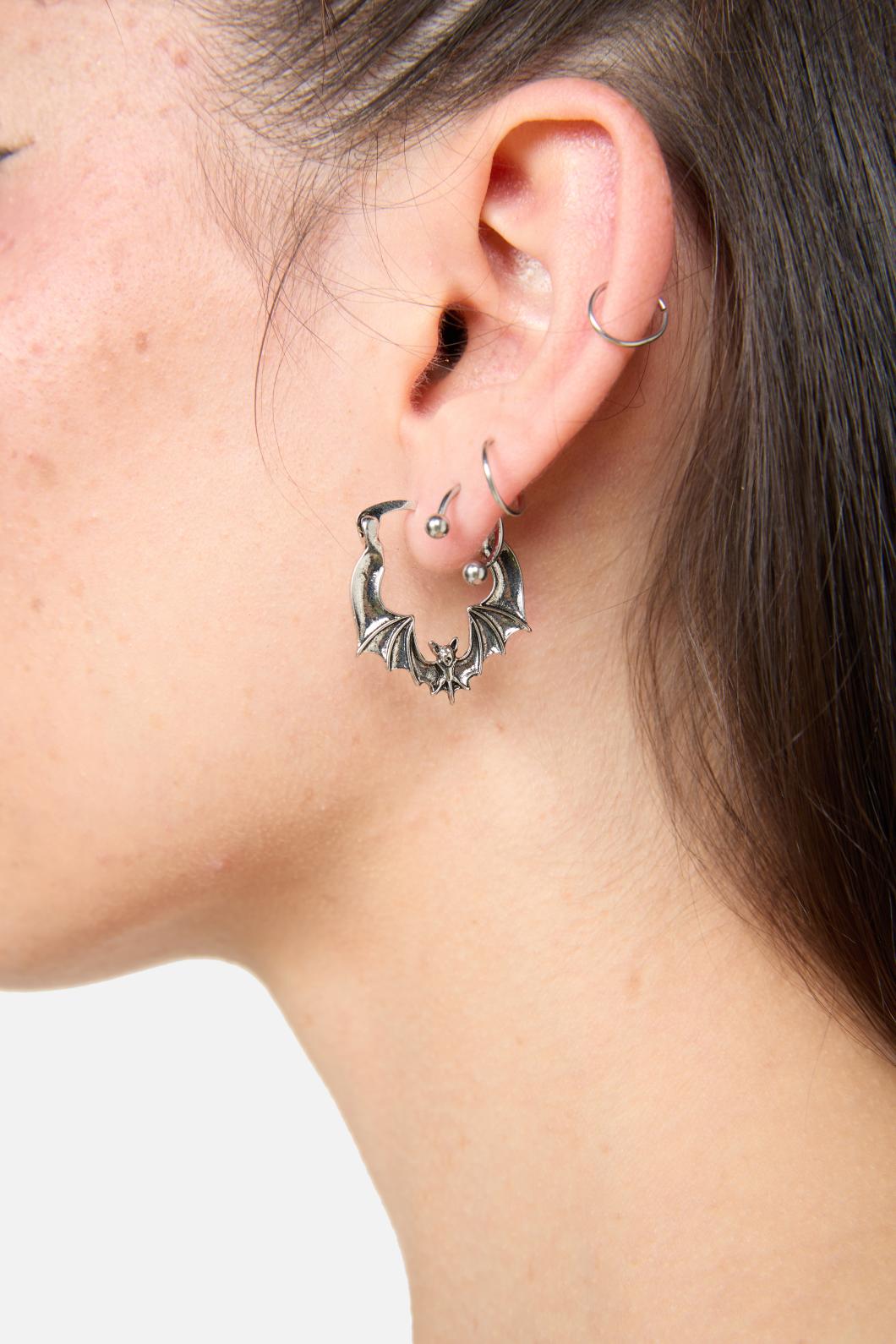 Black Friday - Bat Earrings - silver