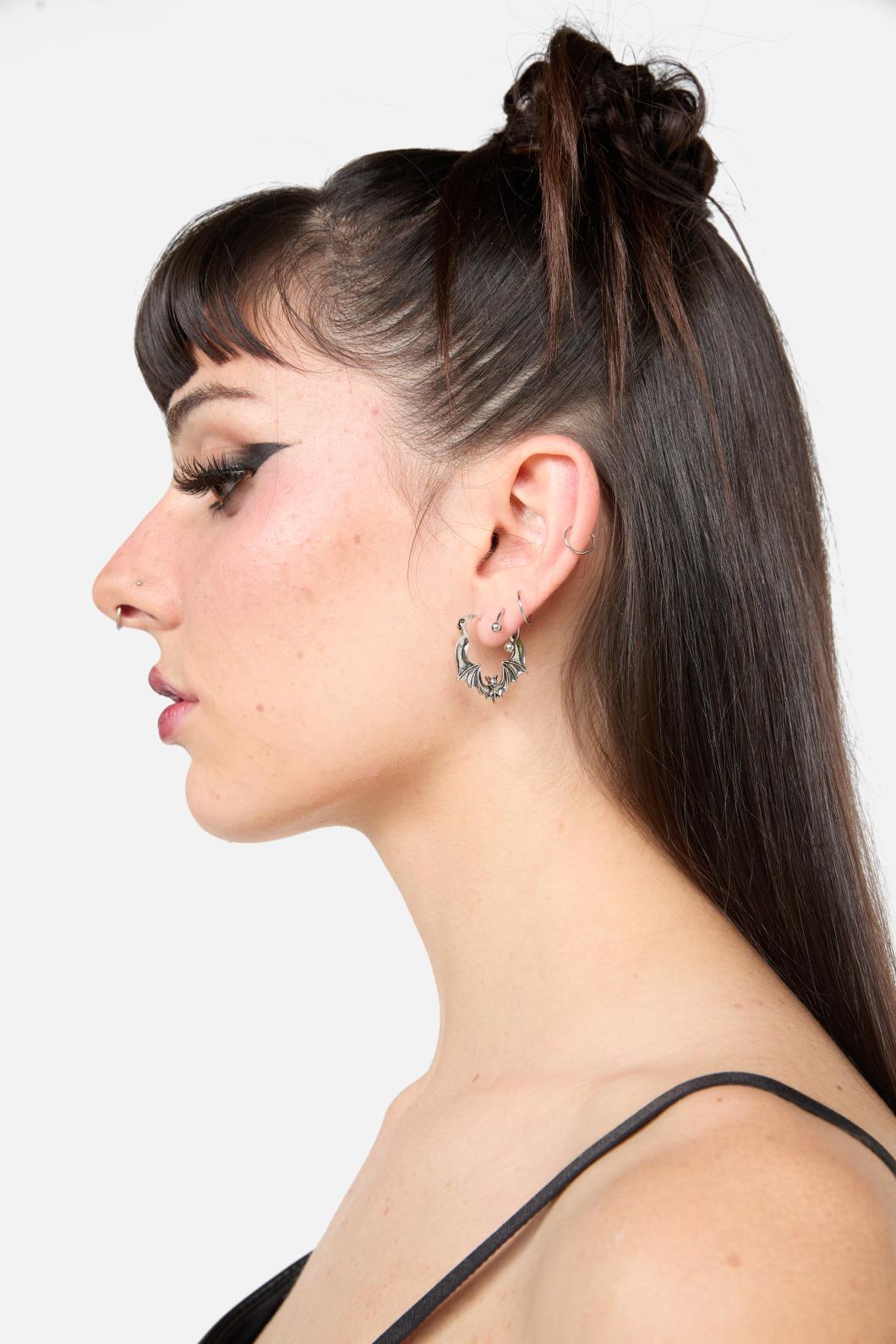 Black Friday - Bat Earrings - silver