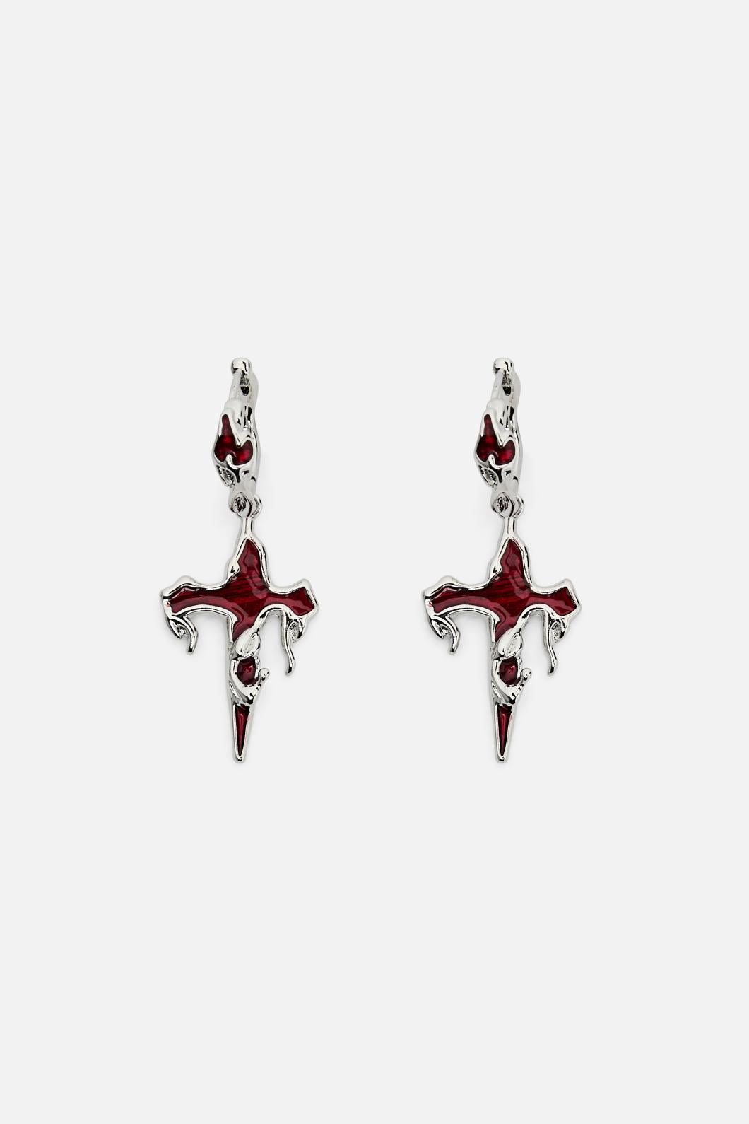 Black Friday - Hot Cross Earrings - silver