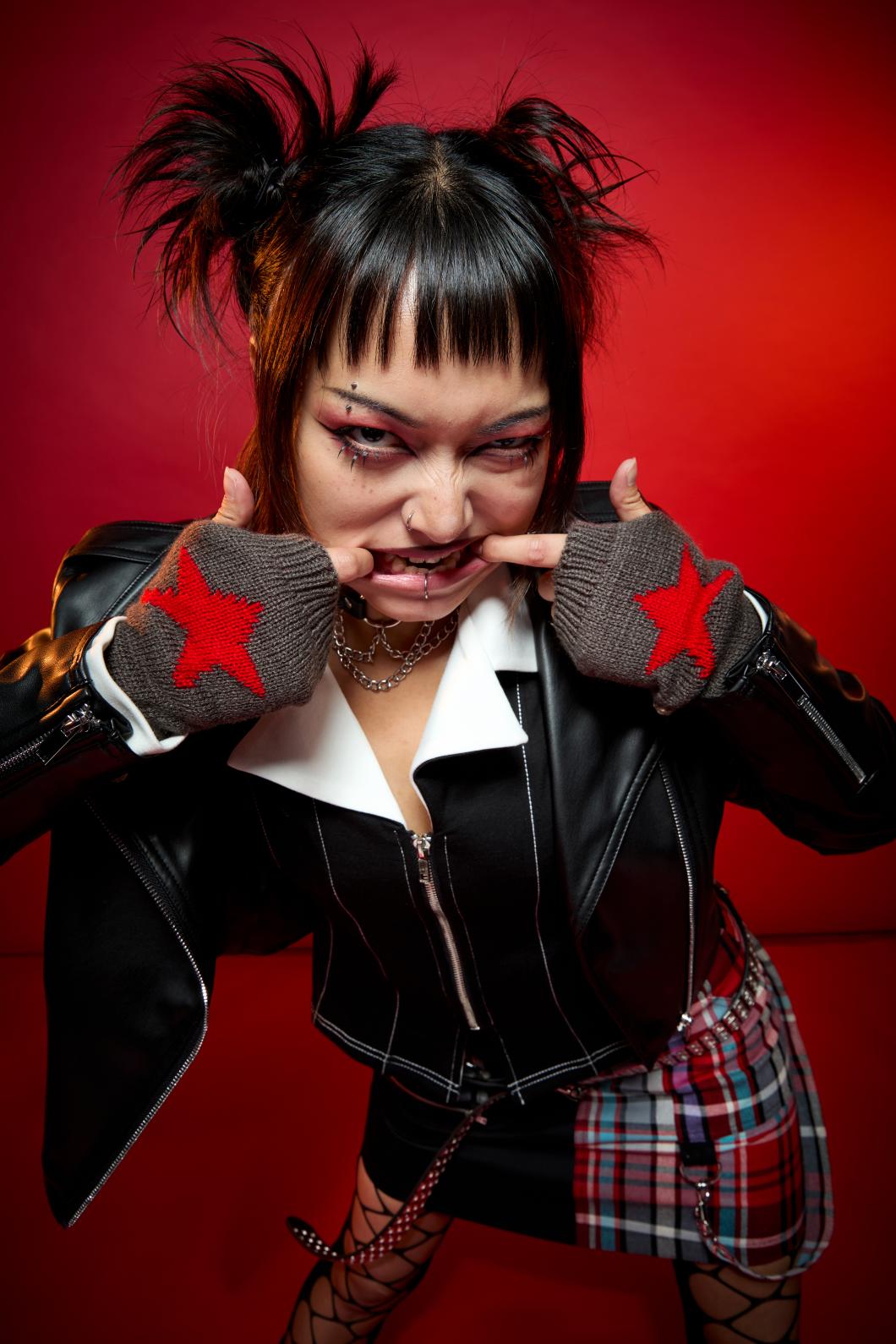 Black Friday - Stars Fingerless Gloves - charcoal
