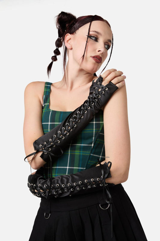 Black Friday - Laced Fingerless Gloves - black