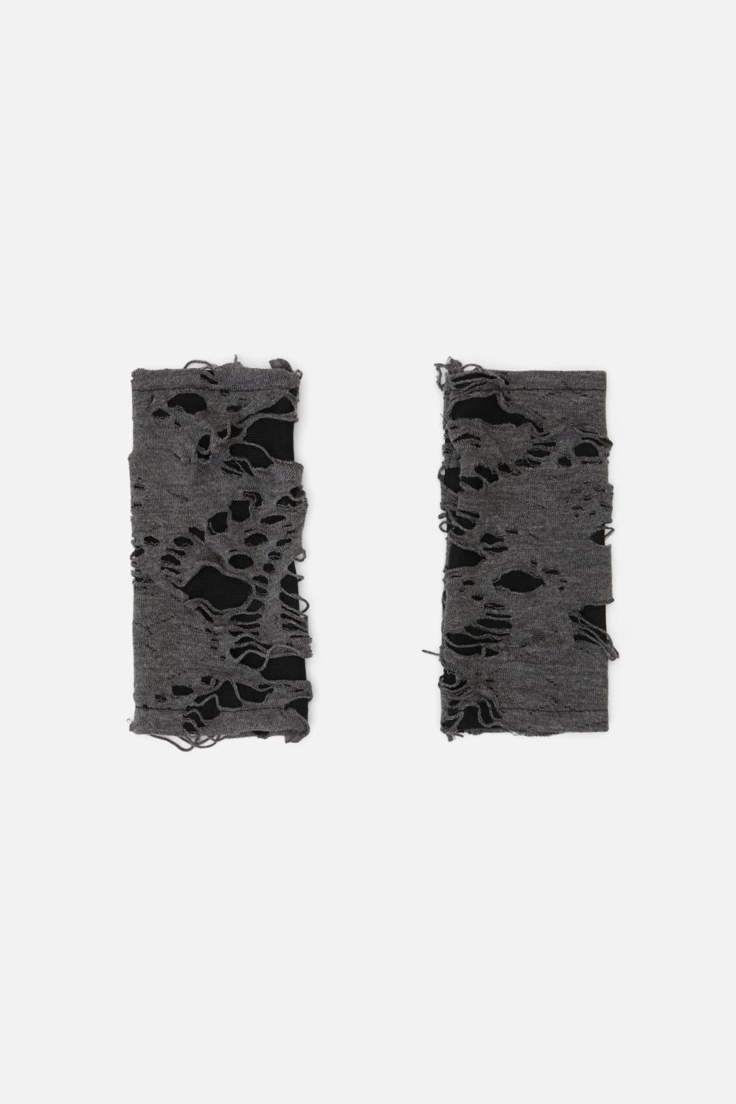 Black Friday - Faux Torn Fingerless Gloves - grey