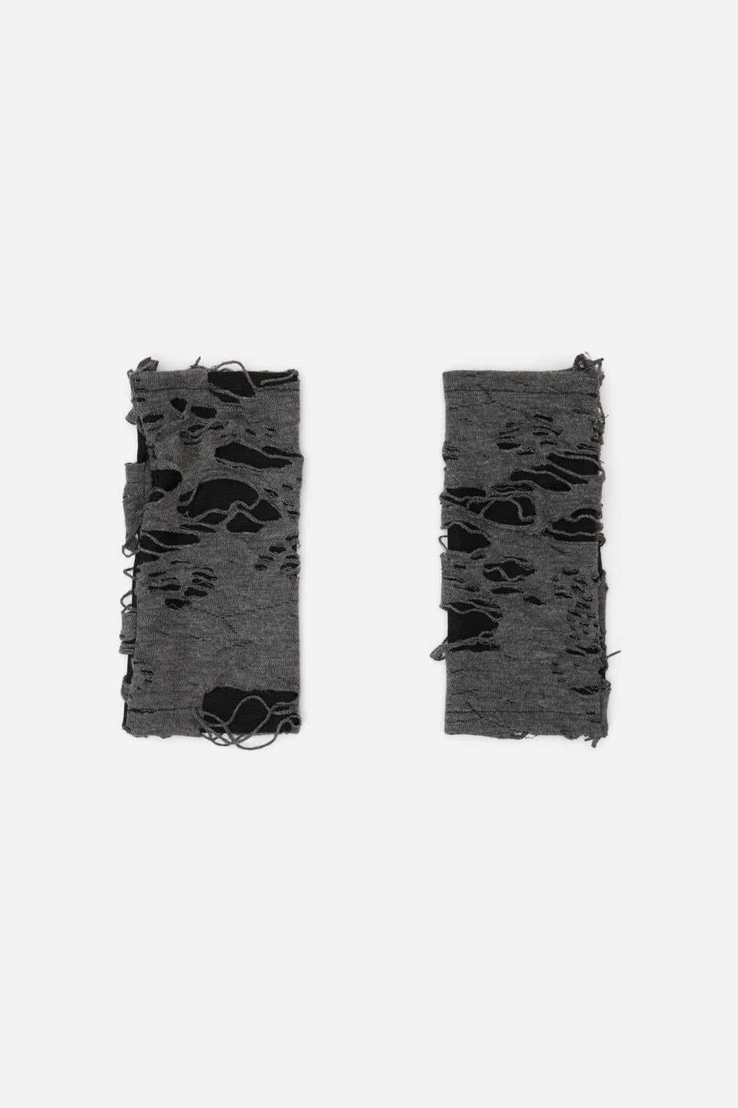 Black Friday - Faux Torn Fingerless Gloves - grey